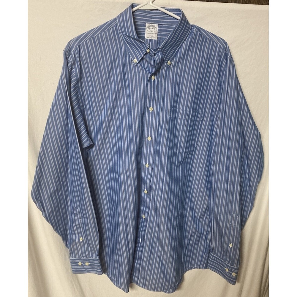 Brooks Brothers Traditional Button Down Shirt Long Sleeve Blue Striped Sz 16-1/2